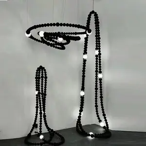 Customize precious pearl lighting long Pearl Drop ceiling lights for staircase artist wedding event decoration