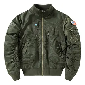 OEM 맞춤형 디자인 스트리트웨어 나일론 대표팀 카모 파일럿 재킷 겨울 지퍼 업 야외 비행 새틴 남성 폭격기 재킷