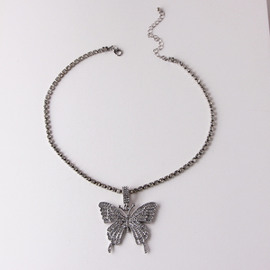 Hot-selling Rhinestone Pendant <strong>Necklaces</strong> Chain Crystal Butterfly <strong>Choker</strong> <strong>Necklace</strong> Frosted Butterfly Pendant <strong>Necklace</strong> for Women - Product Image 5