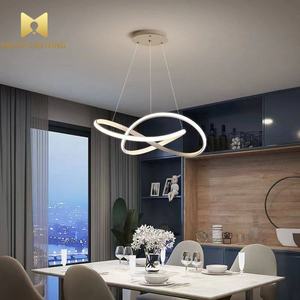 Lustre double anneau en silicone, style nordique minimaliste, design créatif américain, luxe léger, pour restaurant, cuisine, salon et chambre - Product Image 1