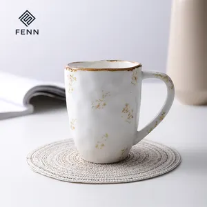 El yapımı seramik kil kupa sarı ve beyaz çömlek kahve kupa benzersiz ekstra büyük 13oz 400ml Cappuccino çay kahve kupa hediye seti