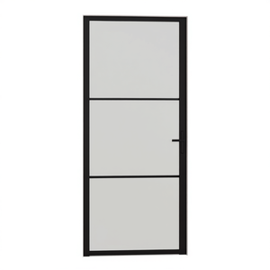 Porte en aluminium avec panneau en verre noir mat 36,6x79,3 Design minimaliste intérieur Isolation acoustique - Product Image 1