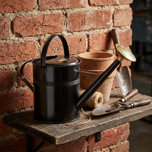 AK Laiton Grand Arrosoir Doré Noir Pour Pépinière Jardin Décoration Extérieure Fournitures D'eau - Product Image 2