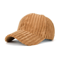 Mode hommes blanc 6 panneau chapeaux hiver velours côtelé personnalisé casquette de baseball chapeau