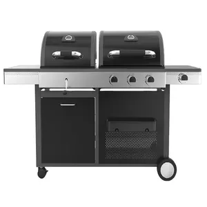 CHINA GUANGDONG HOT DUAL FUEL BBQ WITH SIDE BURNER GAS and CHARCOAL GRILL