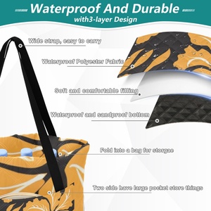 Hawaii Flowers New Arrival Outdoor Picnic Mat <b>Waterproof</b> Oxford Cloth Tote Bag Foldable Picnic Blanket with Zipper - Product Image 4