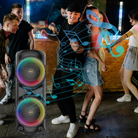 ZQS12206 Altavoz Portátil Inalámbrico TWS Dual de 12 Pulgadas con Bluetooth para Karaoke, PA PRO Recargable con Luz LED para Fiestas al Aire Libre