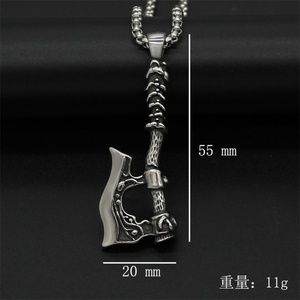 Vintage Punk Viking Double Sides Axe <b>Necklace</b> Jewelry Nordic <b>Silver</b> Stainless Steel <b>for</b> <b>Men</b> <b>Necklaces</b> 18K Gold Plated Box Chain - Product Image 3
