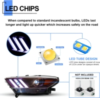 Ensemble de phares LED pour Ford Mustang 2015-2017, style GT350, projecteur avec tube DRL, faisceau haut et bas, paire gauche et droite