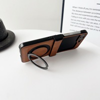 Coque de Luxe pour Samsung Z Flip 7 6 5 4 3, Housse Rigide en Cuir PU Texturé avec Support Téléphone Magnétique Métallique Inclus