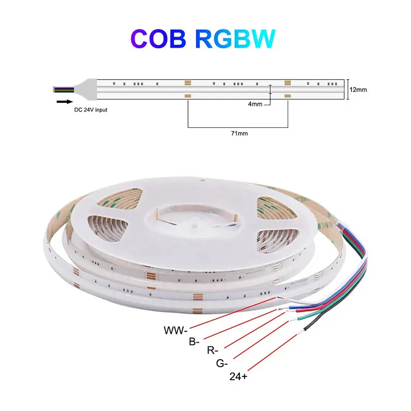 Bande lumineuse COB flexible RGB RGBW RGBIC chassant l'eau courante bande smd 12V 24V IP20 IP65 IP68 étanche pour décorations