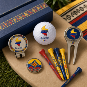 Set de Regalo de Golf Personalizado con Mapa de Colombia, Diseño Étnico <span class=keywords><strong>Wayuu</strong></span>, Accesorios de Golf de Aleación de Zinc, Cobre y Latón - Product Image 1