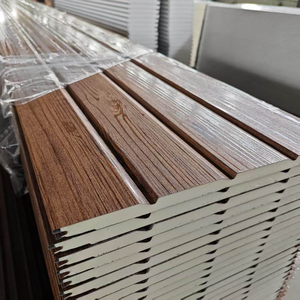 Paneles Sándwich de Poliuretano/PU para Paredes Exteriores de Casas Modulares, Diseño Nuevo, Impermeables, Aislantes del Calor, Hechos de Acero - Product Image 1