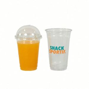 Vaso de Plástico PET Ecológico de 89 mm, Personalizable, de 10 oz, con Fondo Plano y Tapa Transparente para Bebidas, Té con Leche, Vodka - Product Image 1