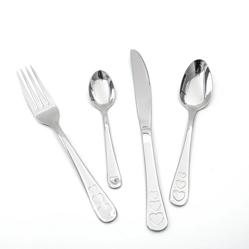 Bán buôn thép không gỉ thiết kế trái tim Flatware Set dao kéo cho trang trí đám cưới khắc Quà Tặng