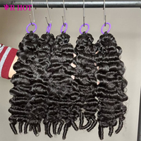 Extensions de cheveux humains bouclés pré-séparées sans nœuds pour tressage au crochet, extensions invisibles effet plume, cheveux bouclés birmans, nœuds miracle