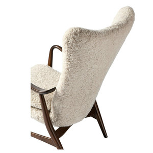 <span class=keywords><strong>Fauteuil</strong></span> de loisirs rembourré en peau de mouton <span class=keywords><strong>patchwork</strong></span>, design scandinave moderne, personnalisé, avec dossier haut et pieds en bois - Product Image 5