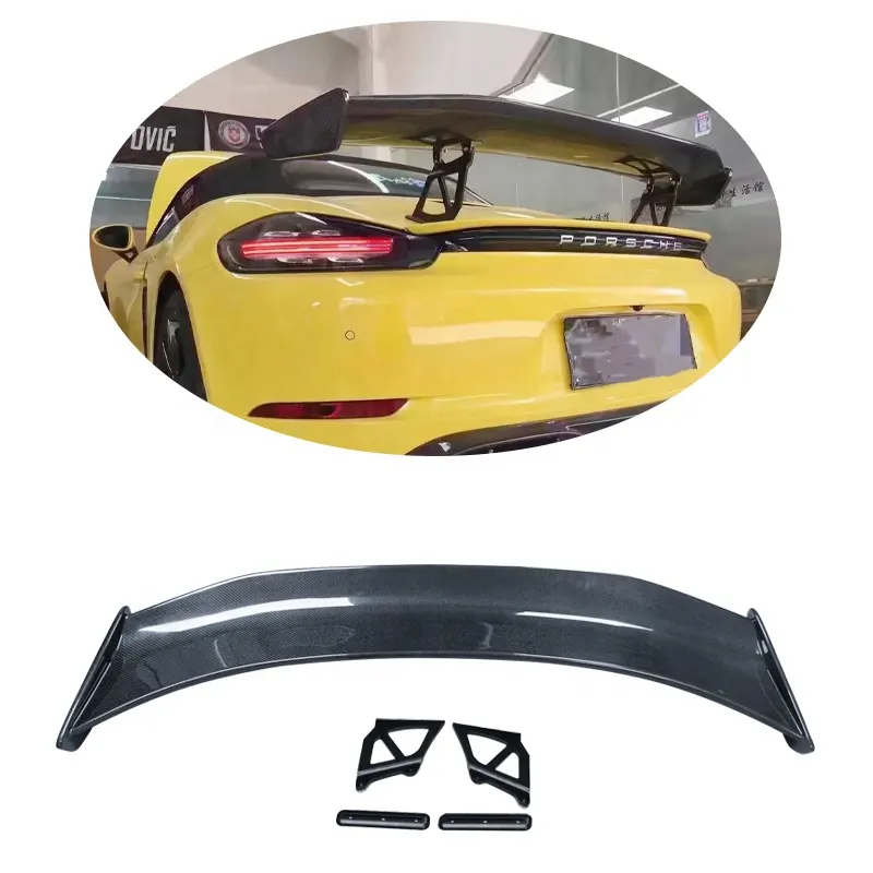 Untuk Porsche Cayman Boxster GT4 981 718 987 sayap Spoiler bagasi belakang serat karbon asli