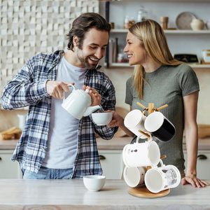 Eco-Friendly Beverage <b>Mug</b> <b>Tree</b> Holder Bolt Inserting Type 6 Hooks Decorative Non-Slip Coffee <b>Mug</b> Rack Home Use - Product Image 4
