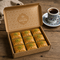 Caja de Baklava Kraft con Logotipo Personalizado |   Empaque Premium para Pastelería con Tapa Abatible |   Caja de Regalo de Confitería Ecológica al por Mayor