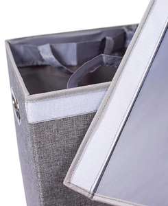 Home Premium <b>Double</b> Laundry Hamper with Lid Removable Liners Linen Hampers Grey Foldable <b>Bin</b> Easily Transport Clothe Basket - Product Image 3