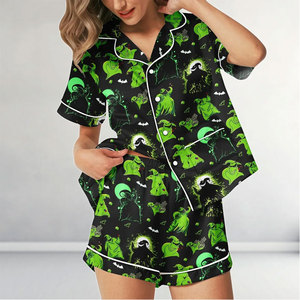2026 New Funny Cartoon <strong>Halloween</strong> Christmas Pajamas Two Piece Plus Size Satin Cotton <strong>Pyjamas</strong> Custom Women Unisex <strong>Adult</strong> Kids Pjs - Product Image 4