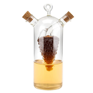 Distributeur de borosilicate 2 <span class=keywords><strong>en</strong></span> 1 <span class=keywords><strong>pour</strong></span> huile et vinaigre soufflé à la main Bouteille de cruet avec <span class=keywords><strong>bouchon</strong></span> <span class=keywords><strong>en</strong></span> liège - Product Image 2