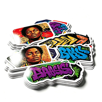 Autocollants d'art urbain Haoxuan en PVC blanc, motifs abstraits, portraits, lettres graffiti, graphiques géométriques, brillants, haute saturation, découpés à la forme