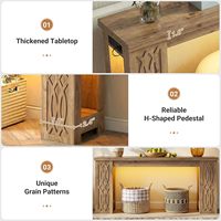 Table console de 63 pouces avec lumières LED colorées, design moderne style ferme, assemblage facile, table d'appoint en bois pour entrée et salon