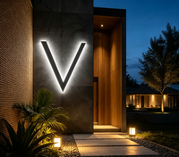 Enseigne en métal avec lettres 3D rétroéclairées par LED, personnalisée, étanche, pour montage mural extérieur, logo lumineux pour hôtel, complexe hôtelier, villa, magasin