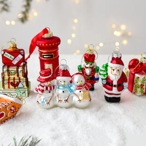 Décorations de Noël transfrontalières Pendentifs Ornements Boules de <span class=keywords><strong>verre</strong></span> Vieil homme Bonhomme de neige Décoration d'arbre de Noël Pendentifs - Product Image 5