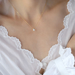 خمر 18 قيراط الذهب الفولاذ المقاوم للصدأ على شكل كمثرى الماس قطرة الماء الزركون حجر واحد قلادة قلادة أنيقة إنز قلادة للفتيات - Product Image 5