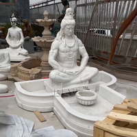 BLVE décoration de jardin religieux Antique pierre naturelle sculpture dieu hindou Ganesh marbre seigneur Ganesha Statue fontaine d'eau
