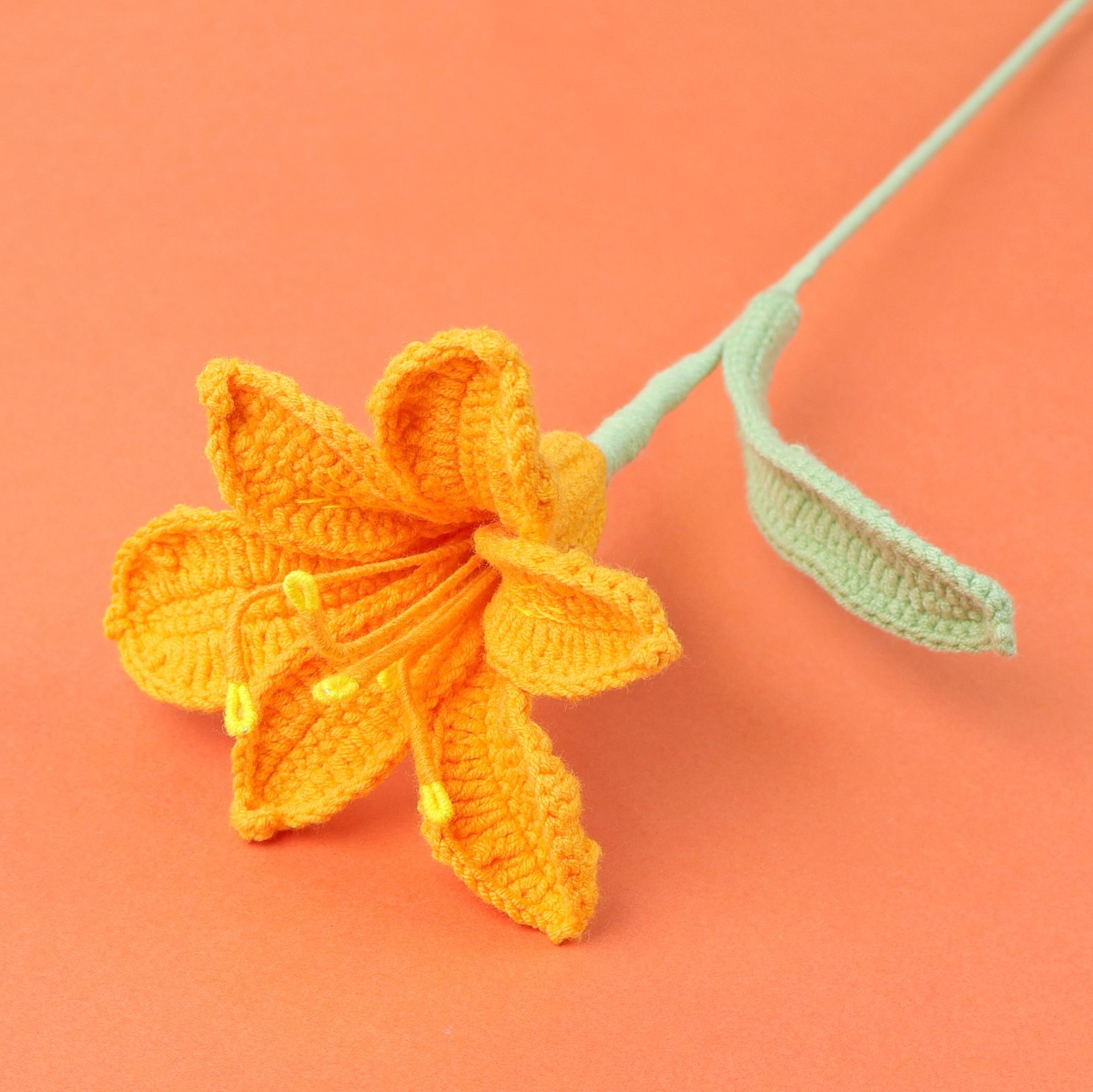 Cinque o sei fiori di neve in rami di fiori di giglio-arancione