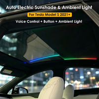 Pare-soleil électrique intelligent à commande vocale pour Tesla Model S 2021+, protection UV, pare-soleil rétractable avec éclairage ambiant