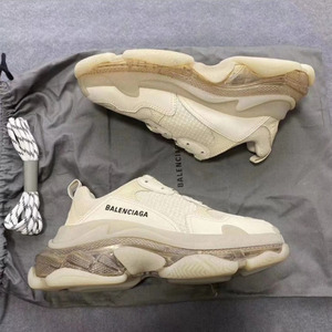 U. S. UNA Tripla S Scarpa In Pelle Trasparente Del Progettista Famoso Marchi di Moda Bianco Balencia Scarpe Da Tennis - Product Image 6