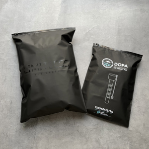 Custom Matte Black Zipper Bags with Glossy Black Logo - Clothing Packaging Bags for Retail - Product Image 6