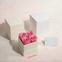 Boîte cadeau de 4 roses éternelles préservées - Roses véritables durables pour Noël et la Saint-Valentin Rose