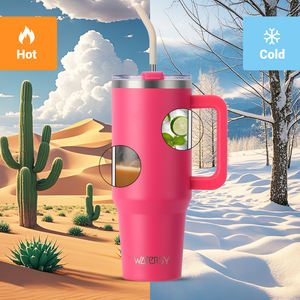 En gros 40oz En Acier Inoxydable Poignée Gobelet Stock Couleur Chaude Thermique Tasse À Café Bouteille D'eau Avec Pailles Couvercle Personnalisable - Product Image 4