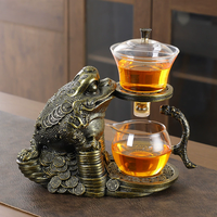Nouvelle Conception Dragon Phénix Lanterne de Palais Auspicieuse Théière Style Classique Semi-Automatique en Verre Écologique 450ml Service à Thé Paresseux