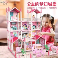 Grande maison de poupée de mode avec meubles miniatures, château de princesse en plastique ABS avec lumières, vente en gros