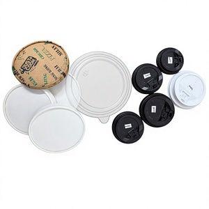 Couvre-bols ronds jetables en papier avec couvercle en kraft imprimé pour boissons, qualité commerciale, style solide - Product Image 1