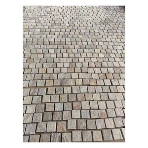 شكل الطوب البيج رصف الكوارتز الطبيعي المرصوفة بالحصى في الهواء الطلق جوانب متدفقة فضفاضة حجر الحصى درب/صفائح شبكة الممشى - Product Image 2