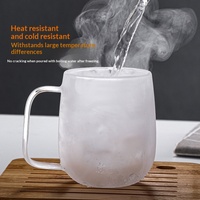 Tasse à café et à eau en verre double paroi 250 ml/350 ml, résistante à la chaleur, anti-brûlure, passe au lave-vaisselle, moderne, unisexe, avec poignées