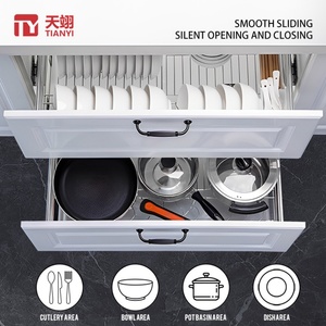 Moderno organizador de gabinete de cocina extraíble de acero inoxidable 304 con cesta de tres lados y cierre suave - Product Image 4