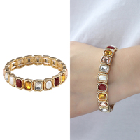 Bracelets en pierres précieuses colorées OEM ODM, bijoux de mode, bracelets vintage, bracelet tendance avec verre teinté pour femmes
