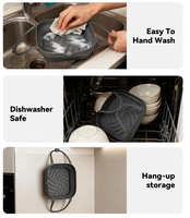Revêtements en silicone pour friteuse à air avec poignées, carrés, réutilisables, pour panier de friteuse à air, insert de plaque de cuisson, accessoires de cuisson pour friteuse à air