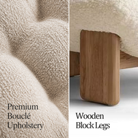 Fauteuil bouclé de luxe avec pieds en chêne, chaise longue de haute qualité pour salon, maison, hôtel