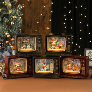 Caja Musical de <span class=keywords><strong>Ocho</strong></span> Tonos con Nieve y Agua, Luz Nocturna de <span class=keywords><strong>TV</strong></span>, Regalo de Año Nuevo, Adorno de Navidad, Decoración Navideña, <span class=keywords><strong>Directo</strong></span> de Fábrica - Product Image 1