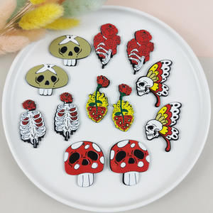 Chunky Halloween Thème Horrible Crâne Fantôme Chauve-Souris Couteau De Cuisine Dangle Pendentif Charmes pour Halloween DIY Collier Boucles D'oreilles Bijoux - Product Image 5